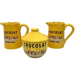 Chocolat Delespaul Havez France Yellow  sugar bowl with lid
